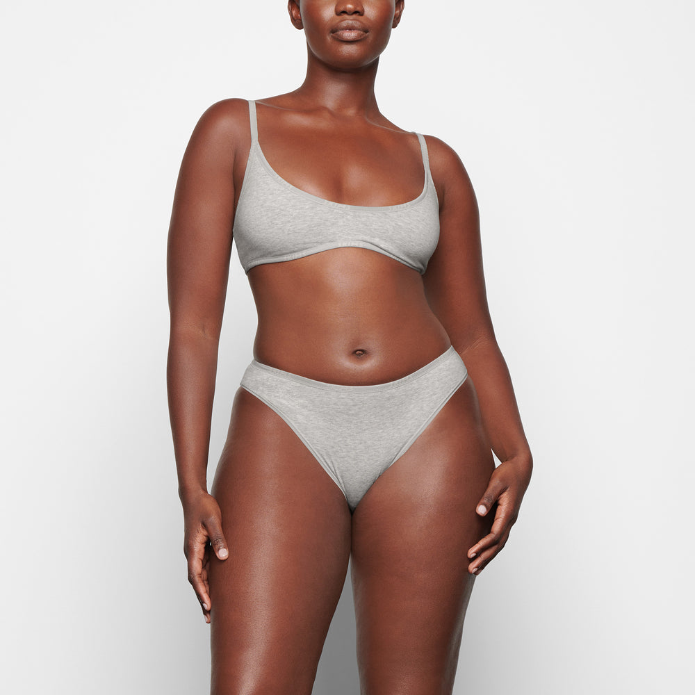 Bikini Skims COTTON LOGO HIGH LEG Grise Clair | 658MKFYUL