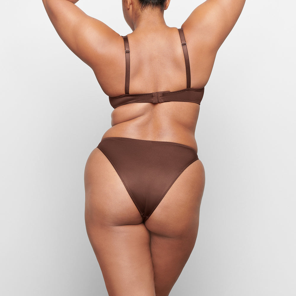 Bikini Skims STRETCH SATIN HIGH LEG Chocolat | 907VQKSPA