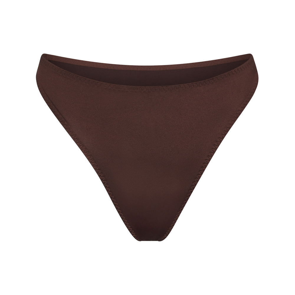 Bikini Skims STRETCH SATIN HIGH LEG Chocolat | 907VQKSPA