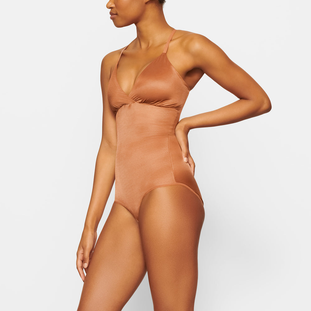 Body Skims BARELY THERE BODYSUIT BRIEF W/ SNAPS Abricot | 013HXGTFD
