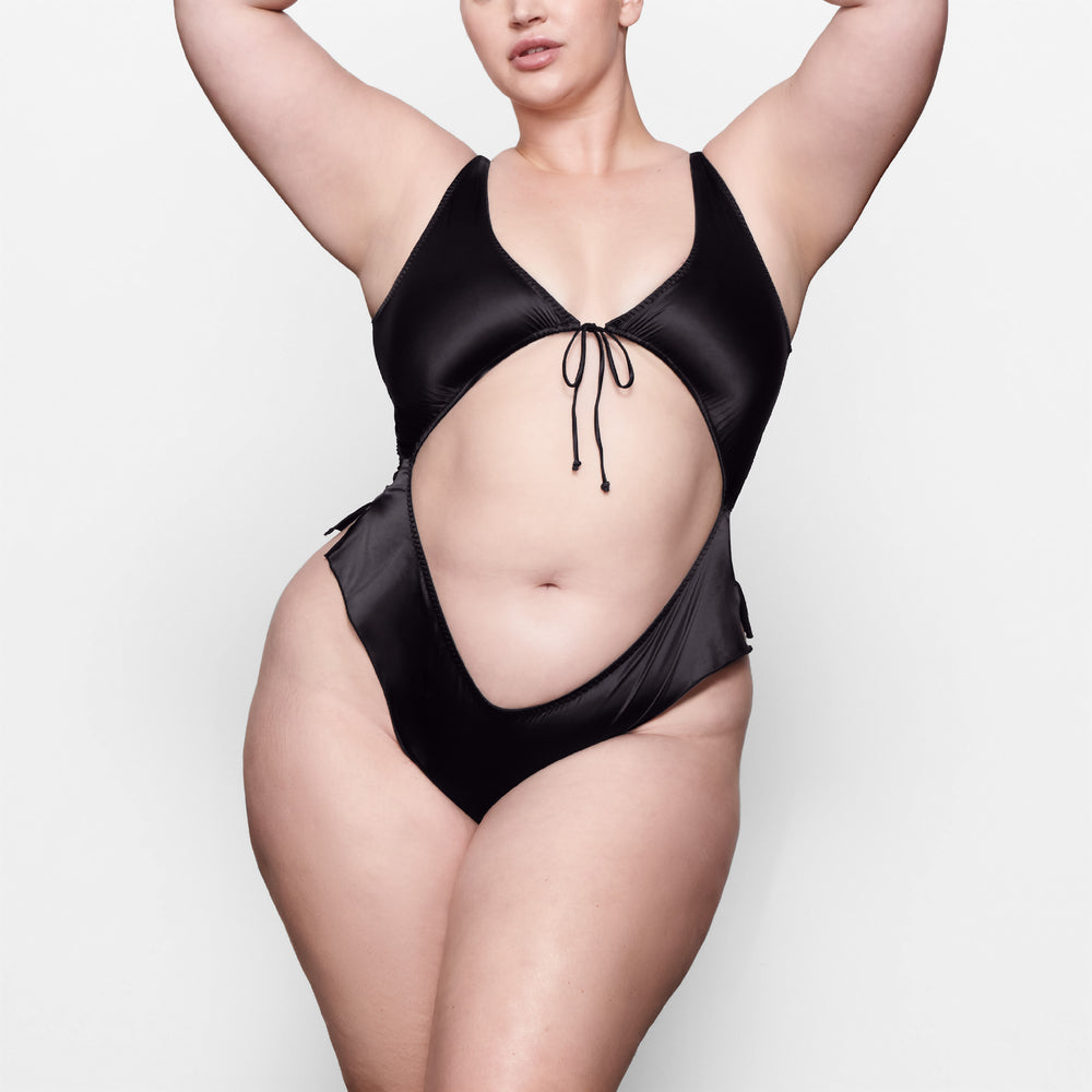 Body Skims WOVEN SHINE TIE FRONT Noir | 496DBFROV