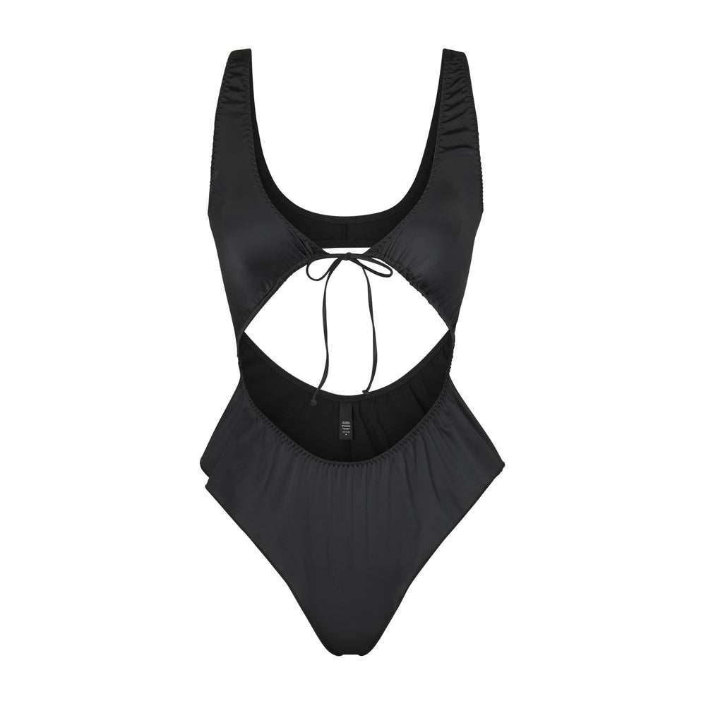 Body Skims WOVEN SHINE TIE FRONT Noir | 496DBFROV
