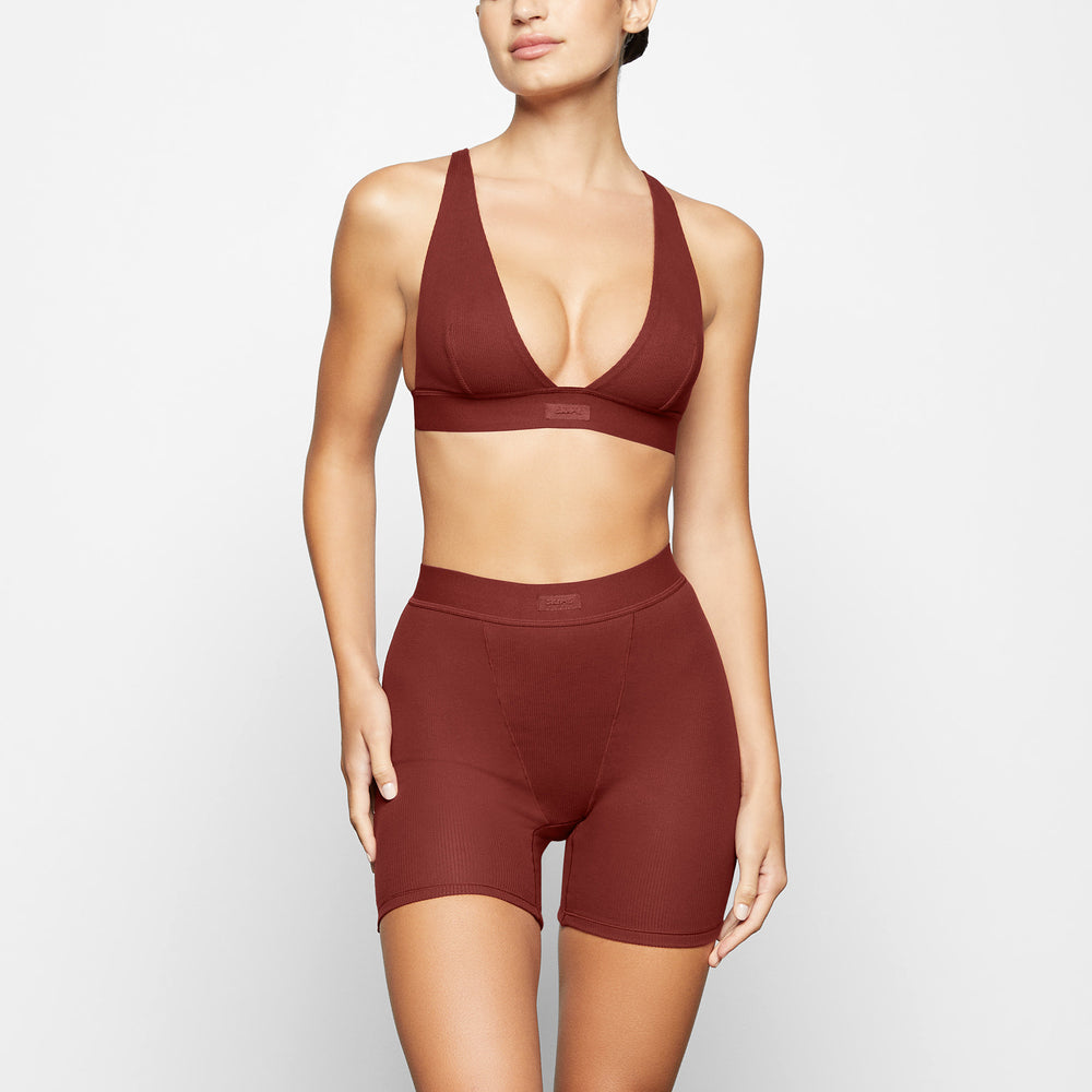 Boxer Shorts Skims COTTON RIB Rouge Foncé | 059JVCOFP