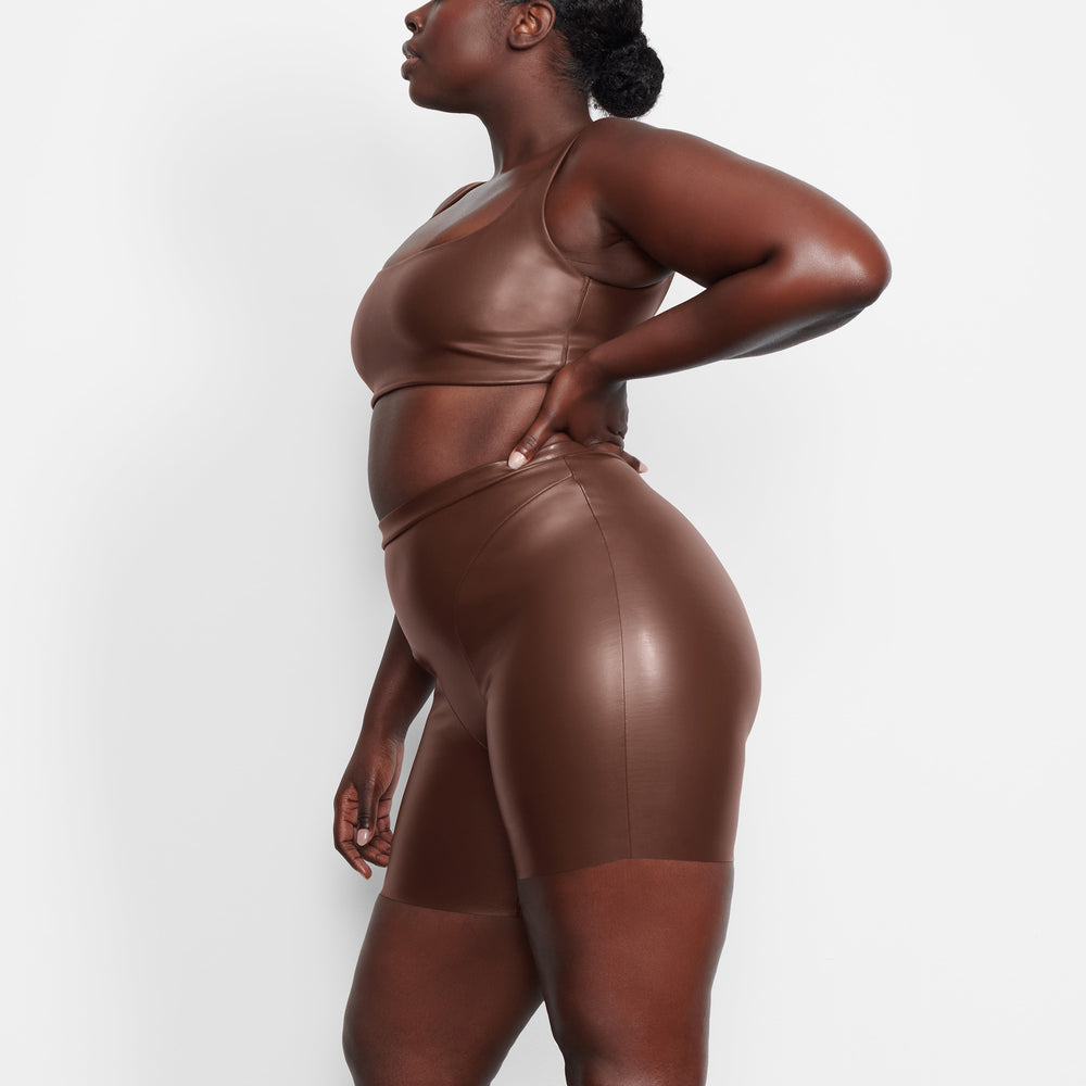 Bralette Skims FAUX LEATHER Chocolat | 095RNTJDU