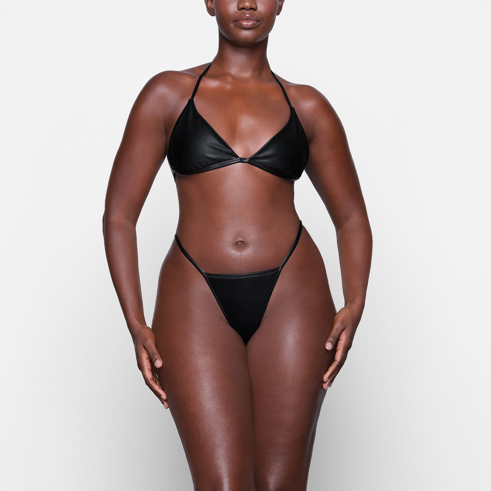Bralette Skims FAUX LEATHER TRIANGLE Noir | 012QOEAGV