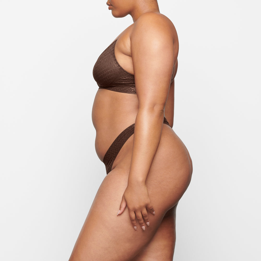 Bralette Skims LOGO MESH FOIL TRIANGLE Chocolat | 956TGDFNA