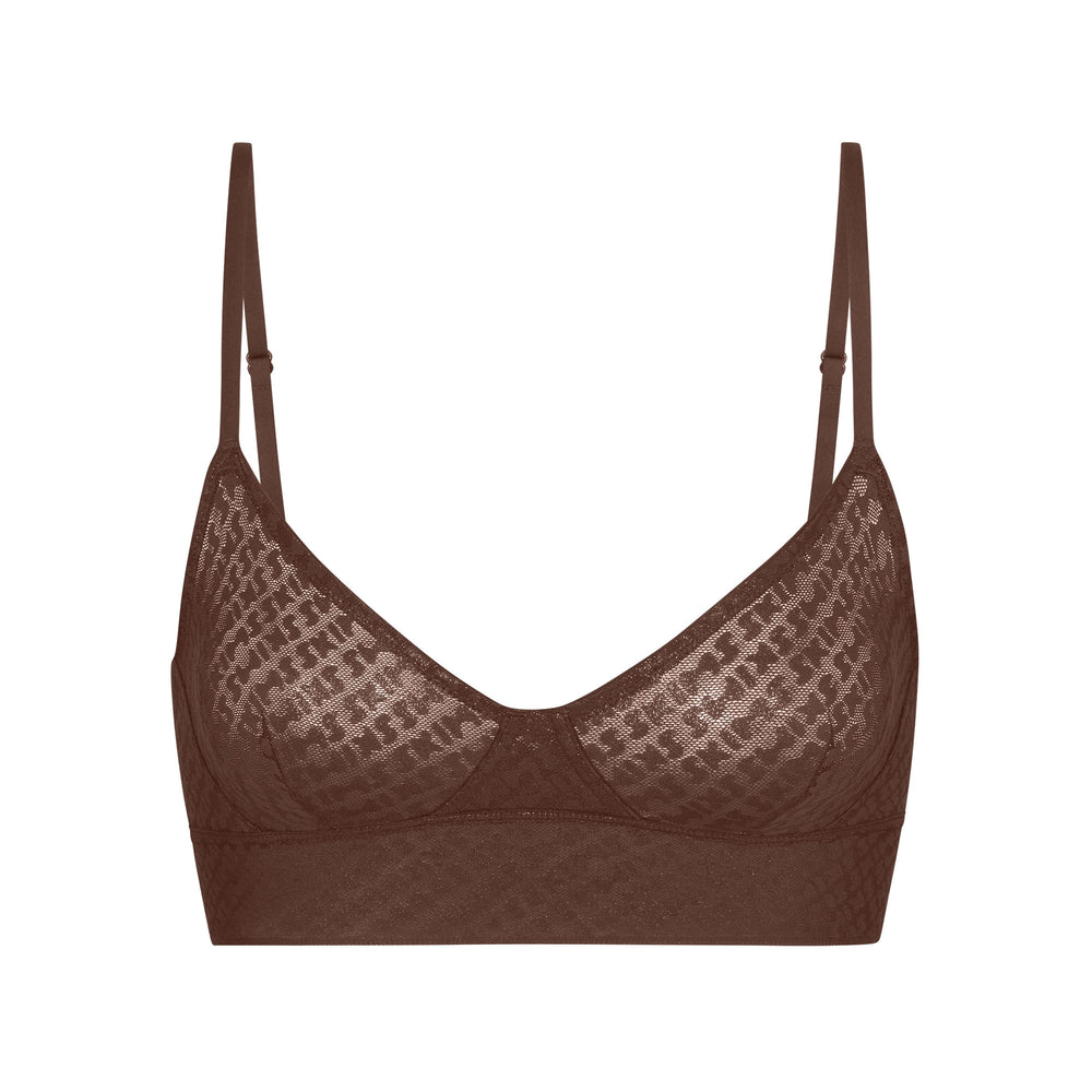 Bralette Skims LOGO MESH FOIL TRIANGLE Chocolat | 956TGDFNA