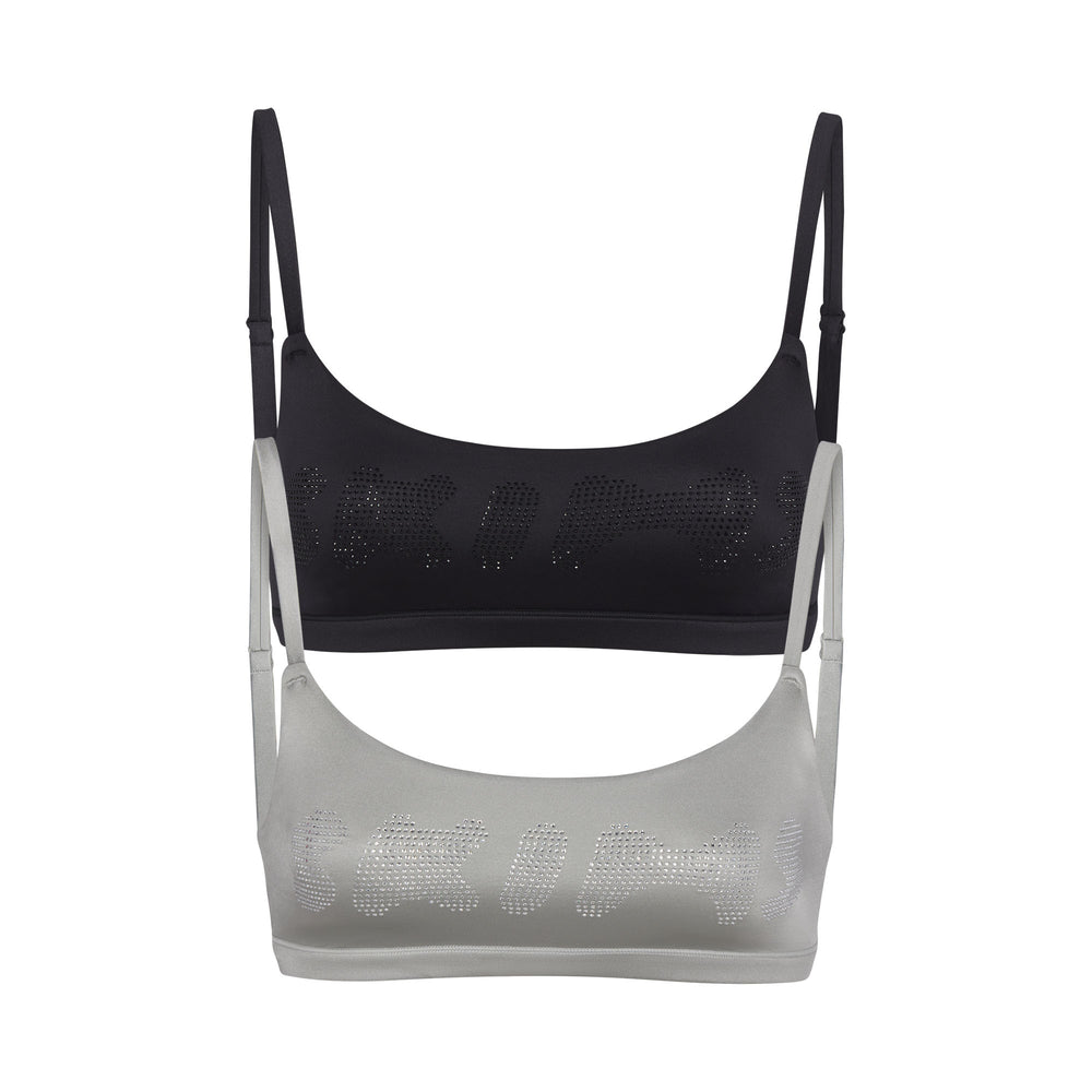 Bralette Skims RHINESTONE STRETCH SATIN SCOOP PACK Noir | 715CXEDUI