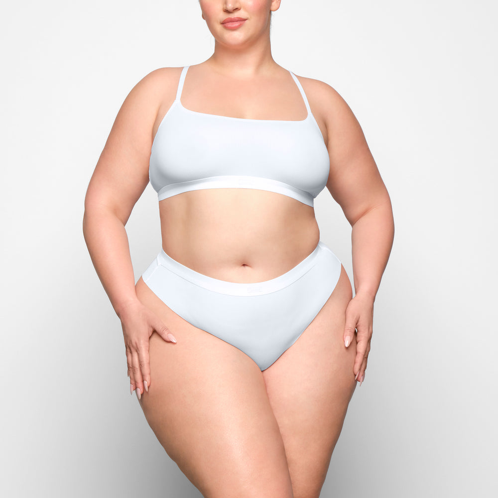Bralette Skims SMOOTH RIB SCOOP NECK Blanche | 108UDBWJQ