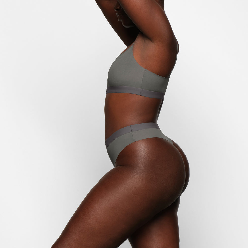 Bralette Skims SMOOTH RIB SCOOP NECK Grise Foncé | 534KJYHIQ