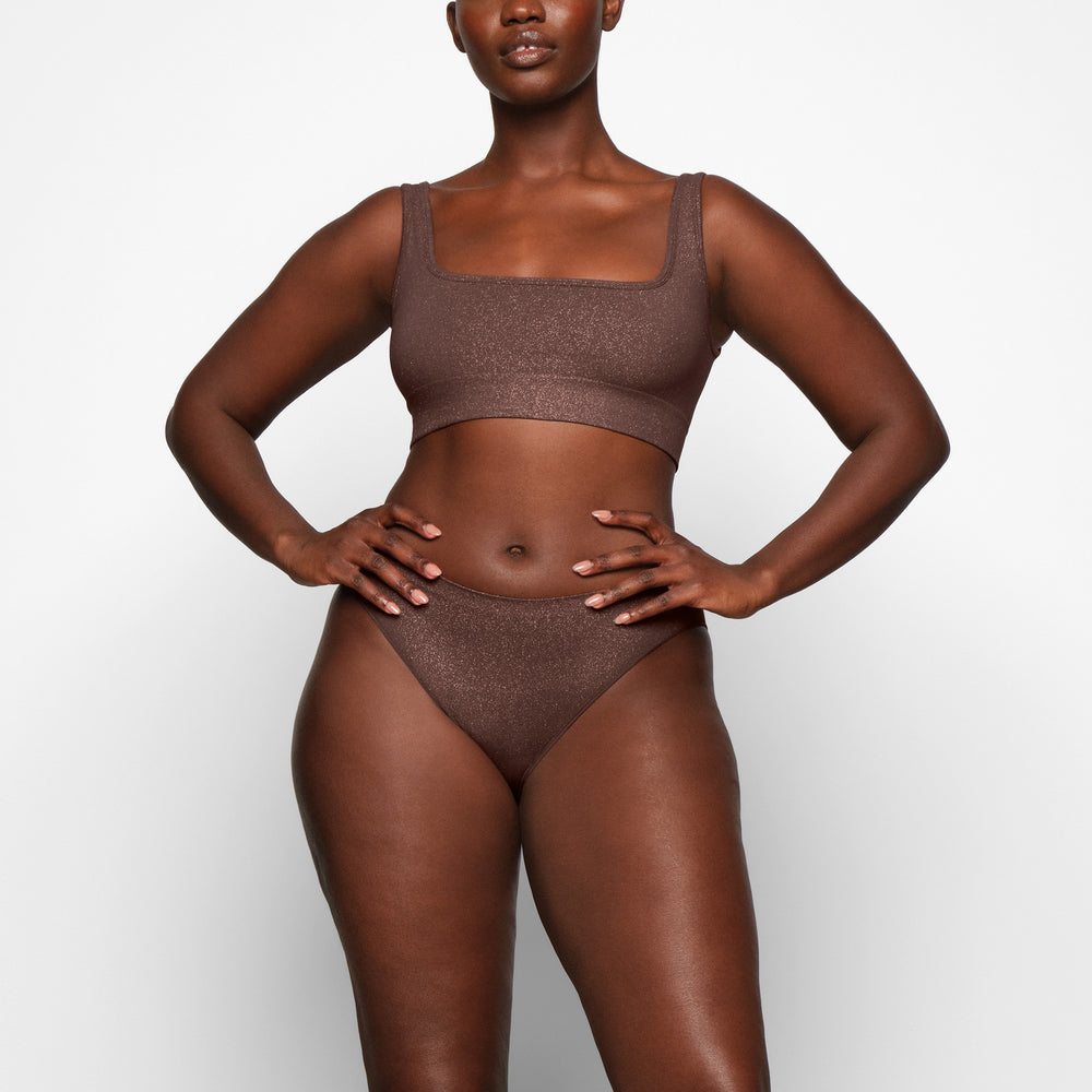 Bralette Skims SOFT SMOOTHING SHINE SCOOP NECK Chocolat | 912XDLGOZ