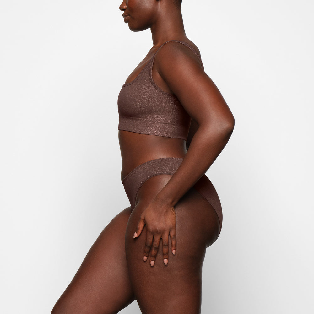Bralette Skims SOFT SMOOTHING SHINE SCOOP NECK Chocolat | 912XDLGOZ