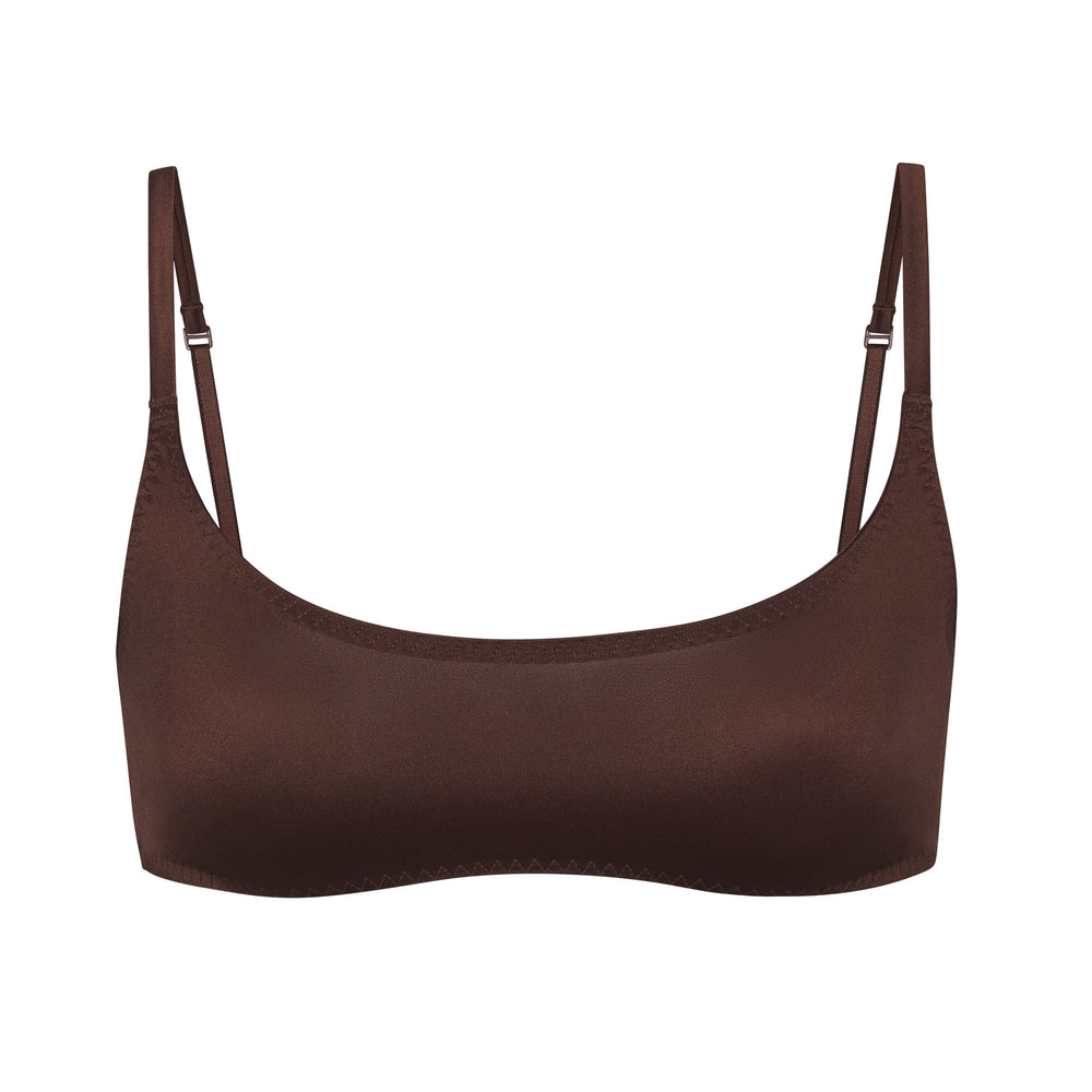 Bralette Skims STRETCH SATIN SCOOP NECK Chocolat | 247FMDIZT