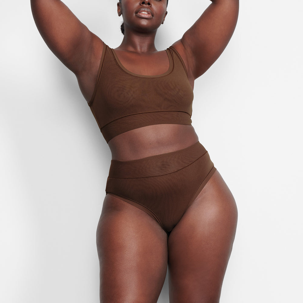 Bralette Skims SUMMER MESH SCOOP Chocolat | 741VFTADJ