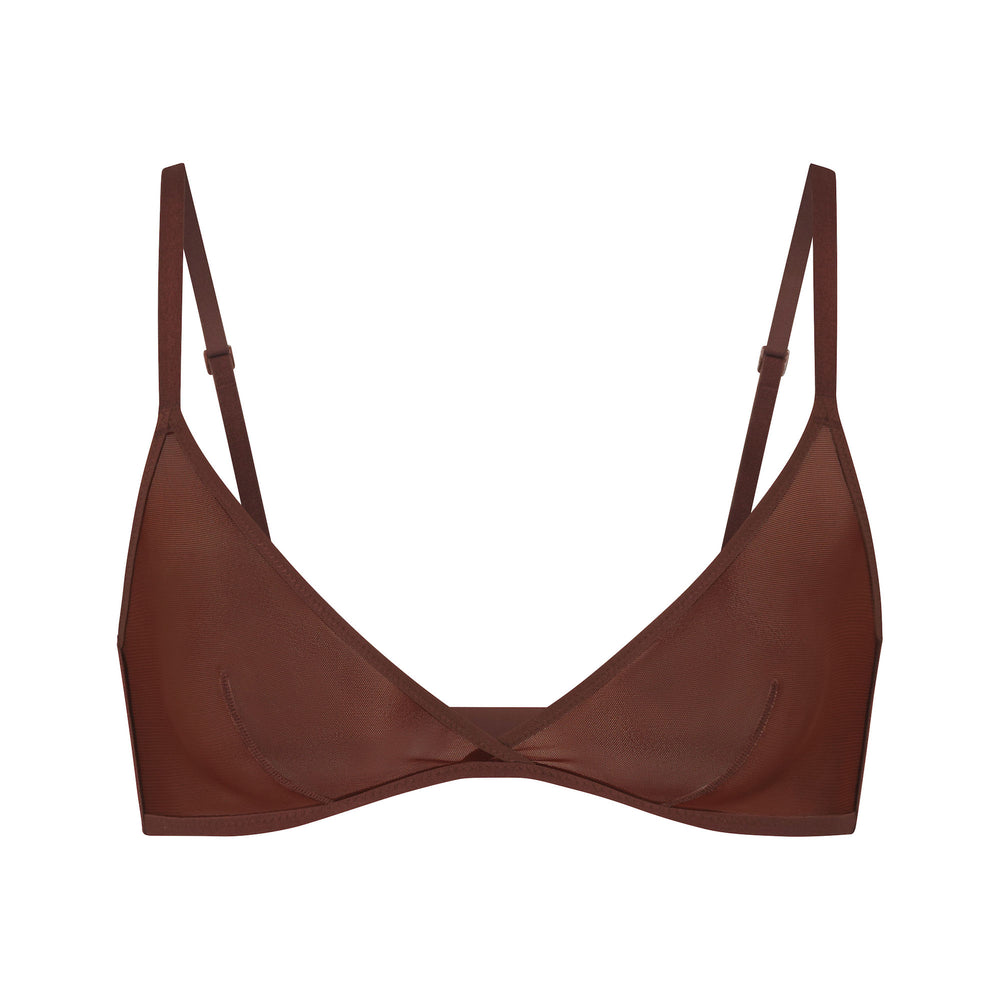 Bralette Skims ULTRA FINE MESH TRIANGLE Chocolat | 853QMJOPW