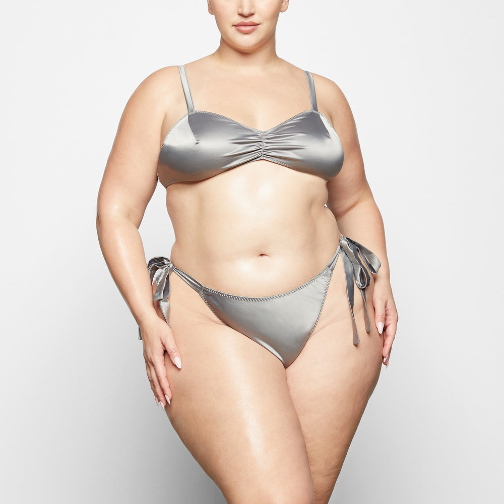 Bralette Skims WOVEN SHINE TIE BACK Grise Clair | 176WNIDTF