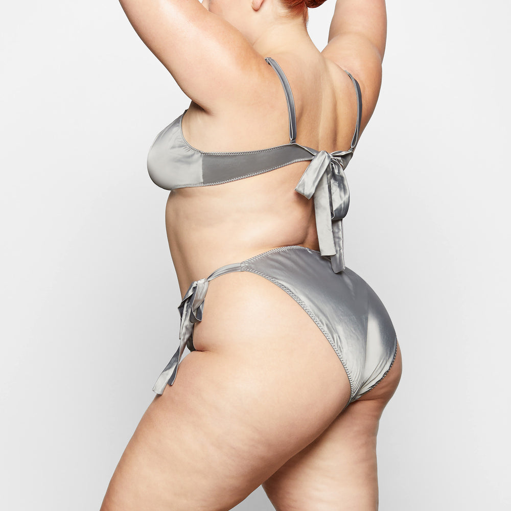 Bralette Skims WOVEN SHINE TIE BACK Grise Clair | 176WNIDTF
