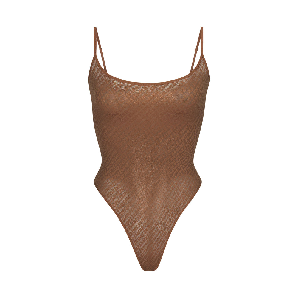 Cami Bodysuit Skims LOGO MESH FOIL Marron | 693XDRBCU