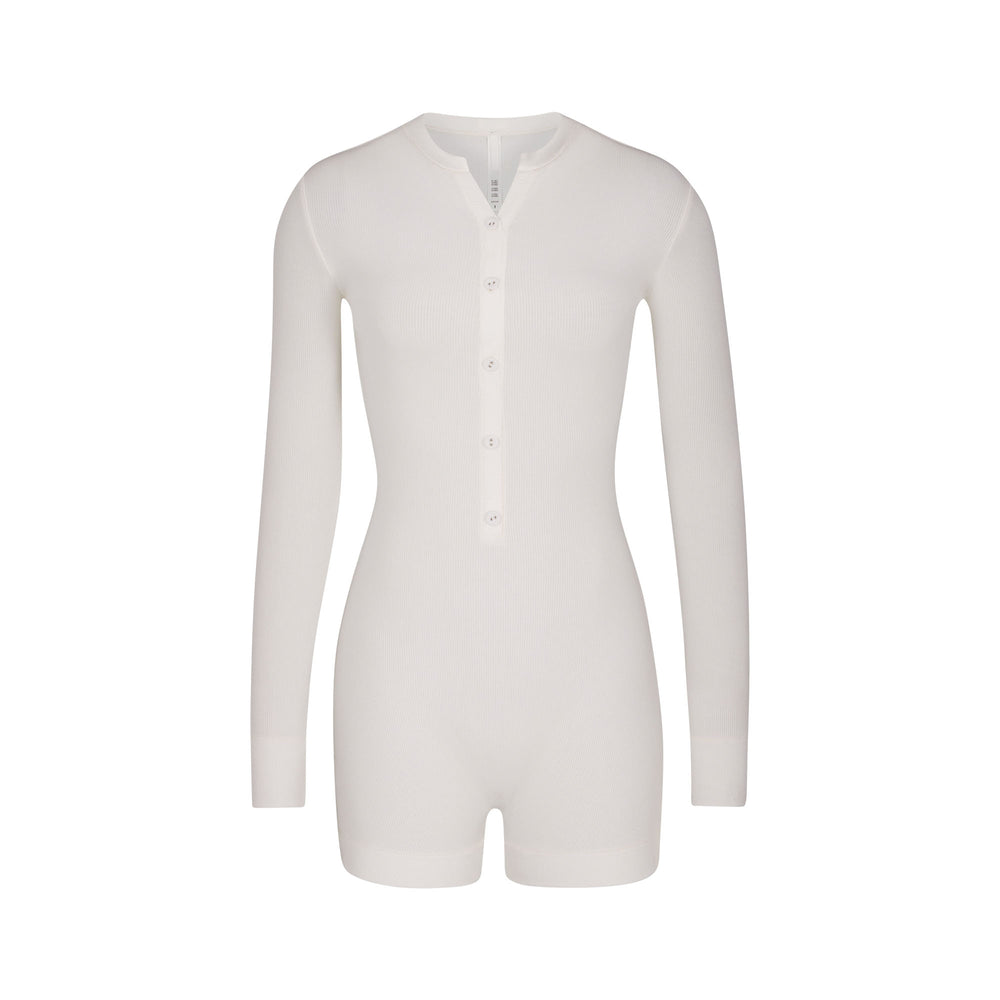 Combinaison Skims SOFT LOUNGE BUTTON UP HENLEY Blanche | 028OIRTKH