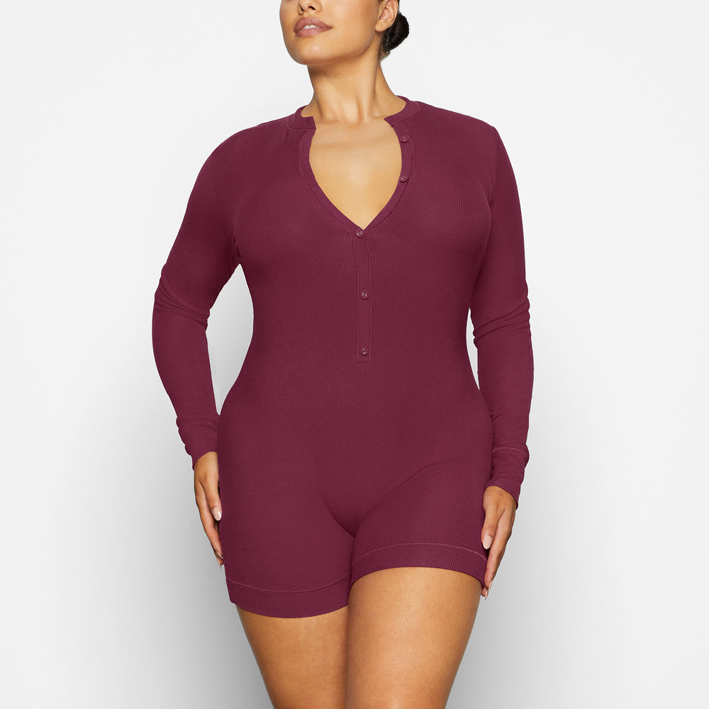 Combinaison Skims SOFT LOUNGE BUTTON UP HENLEY Violette | 064FTHAVG