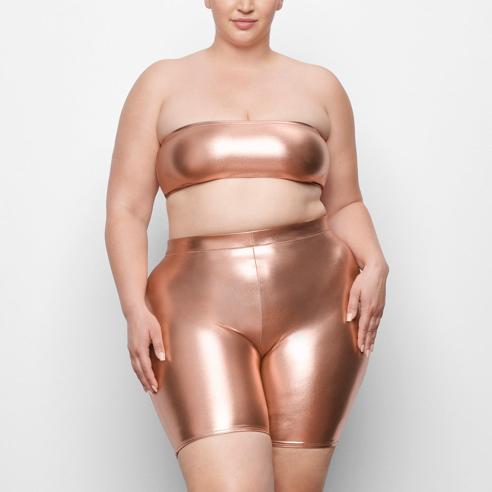 Cover Ups Skims METALLIC SWIM MID WAIST SHORT Rose Doré | 042CODXZF