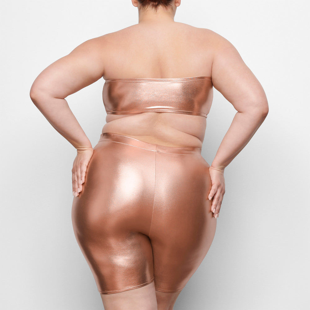 Cover Ups Skims METALLIC SWIM MID WAIST SHORT Rose Doré | 042CODXZF