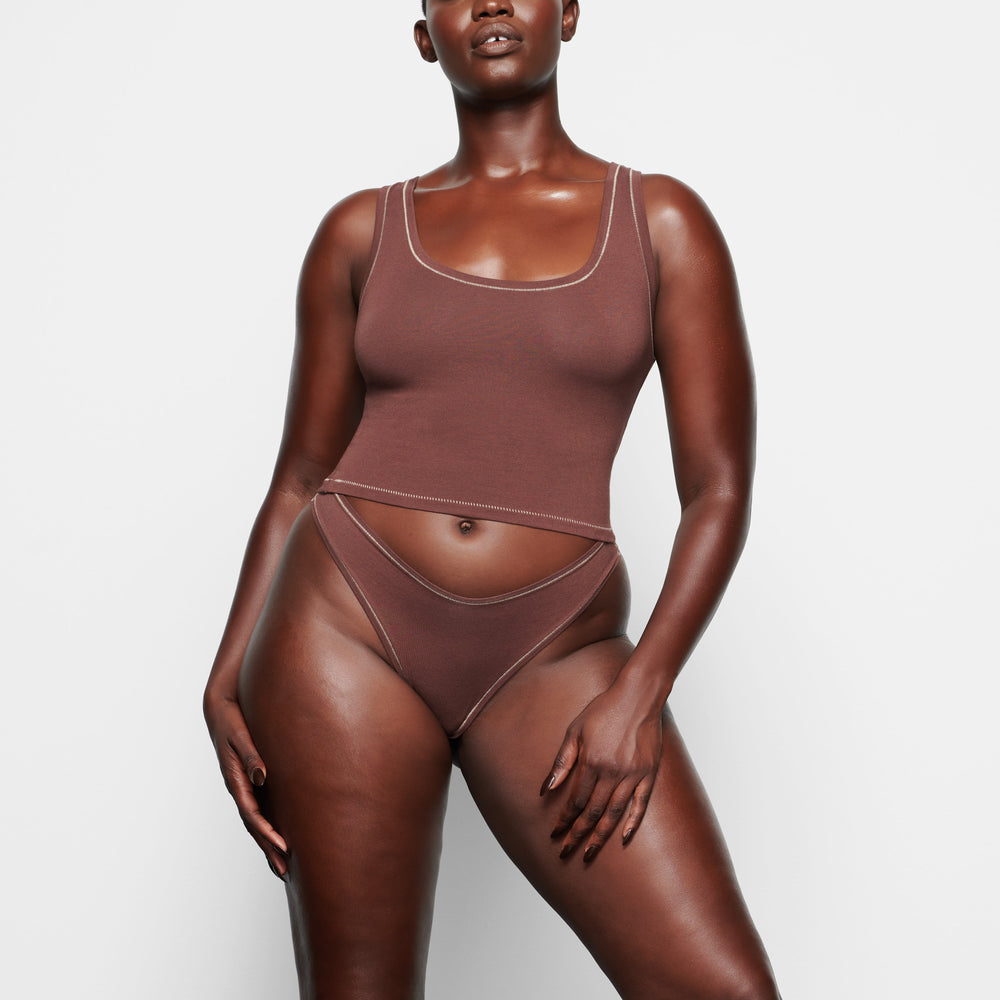 Lanières Skims COTTON JERSEY DIPPED Chocolat | 695FRZXWN