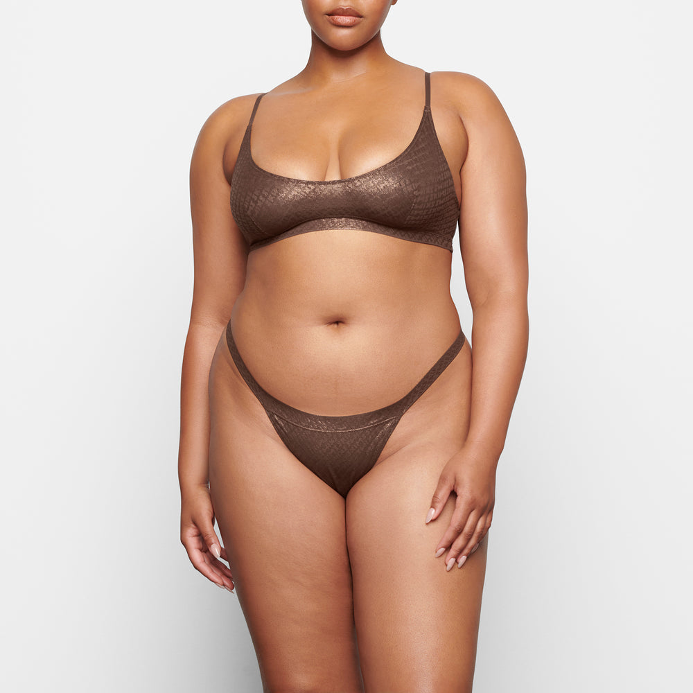 Lanières Skims LOGO MESH FOIL SKIMPY Chocolat | 871UJNHIR