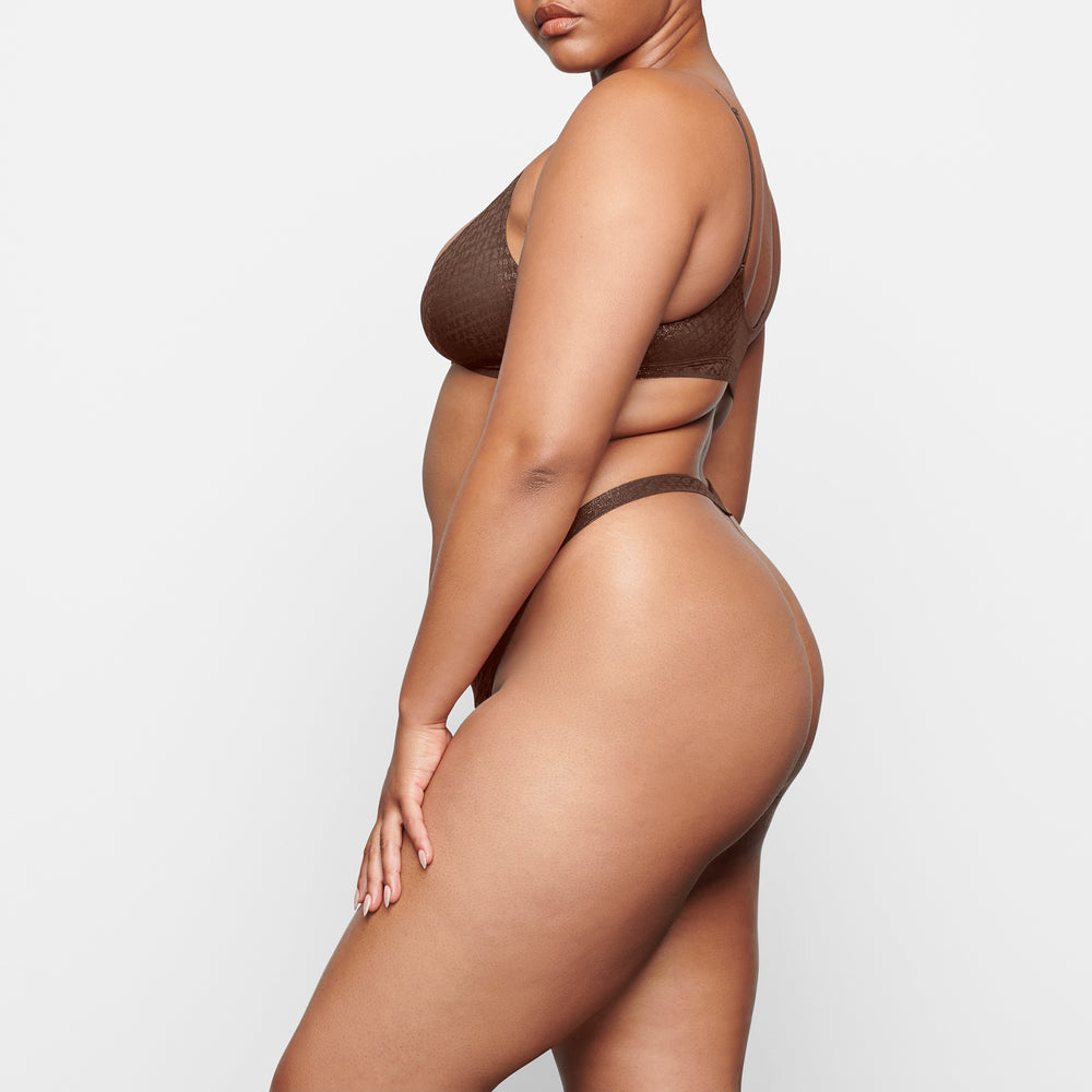 Lanières Skims LOGO MESH FOIL SKIMPY Chocolat | 871UJNHIR
