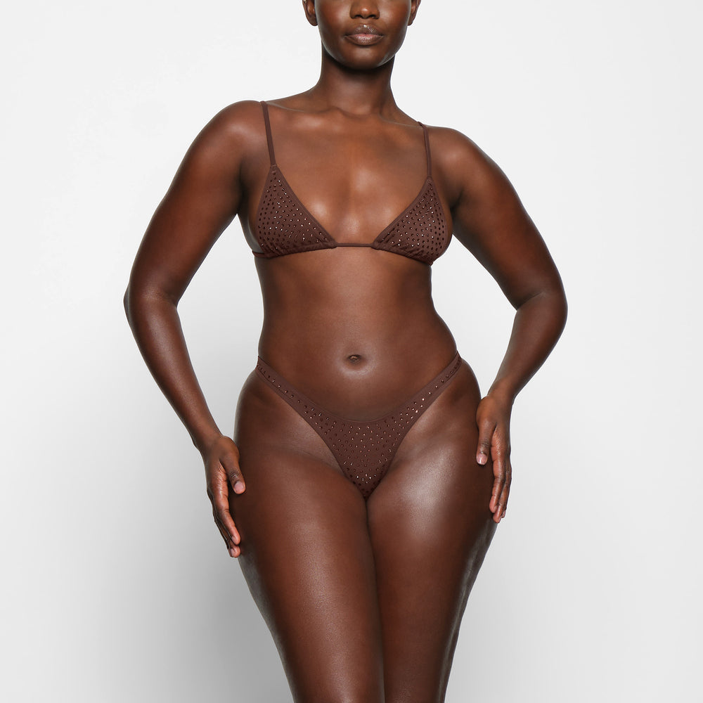 Lanières Skims SPARKLE JERSEY MINI Chocolat | 064EDAIOJ