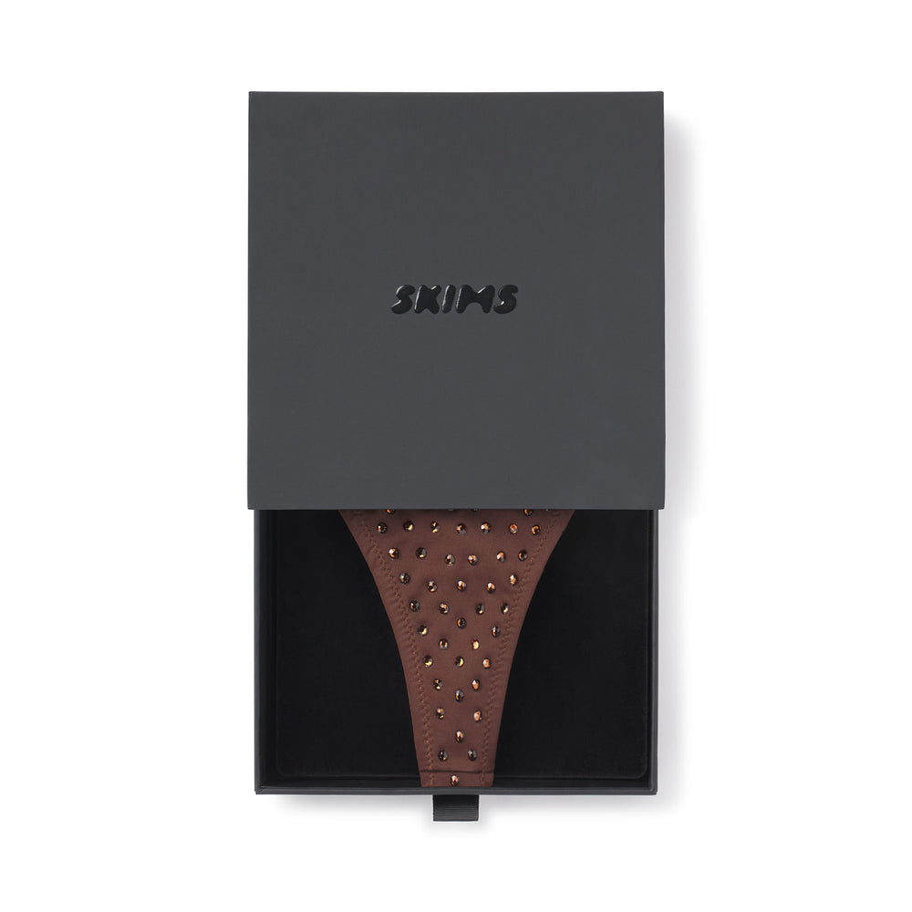 Lanières Skims SPARKLE JERSEY MINI Chocolat | 064EDAIOJ
