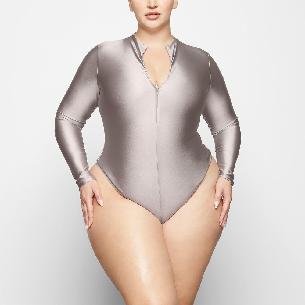 Long Sleeve Bodysuit Skims DISCO Argent | 136XVWTKQ