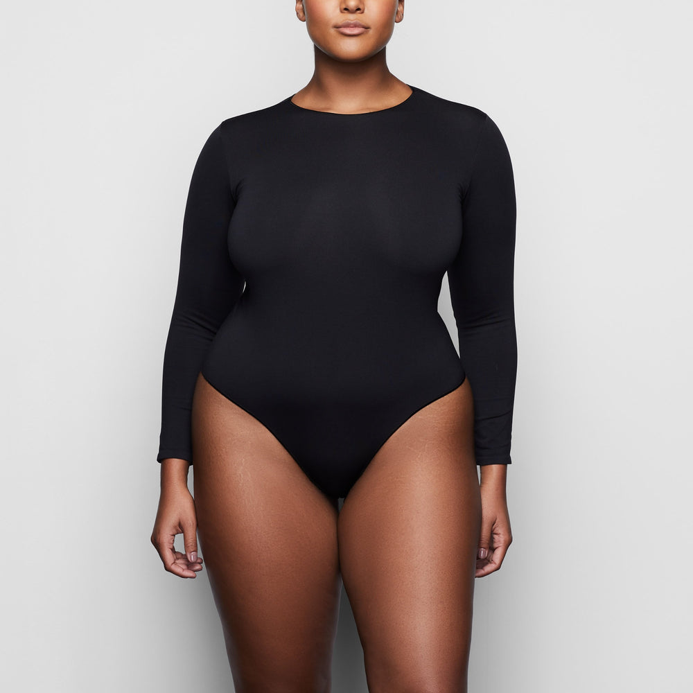 Long Sleeve Bodysuit Skims ESSENTIAL CREW NECK Noir | 078GACBOD