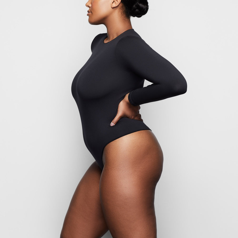 Long Sleeve Bodysuit Skims ESSENTIAL CREW NECK Noir | 078GACBOD