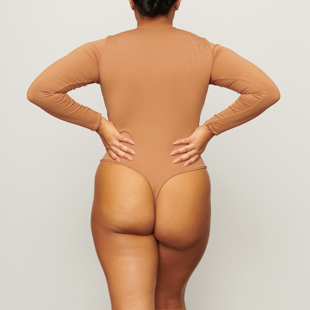 Long Sleeve Bodysuit Skims ESSENTIAL CREW NECK Marron | 916SEQFWH