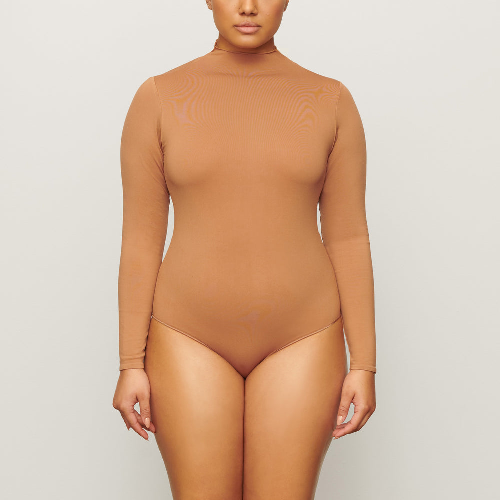 Long Sleeve Bodysuit Skims ESSENTIAL MOCK NECK Marron | 069HYALDM