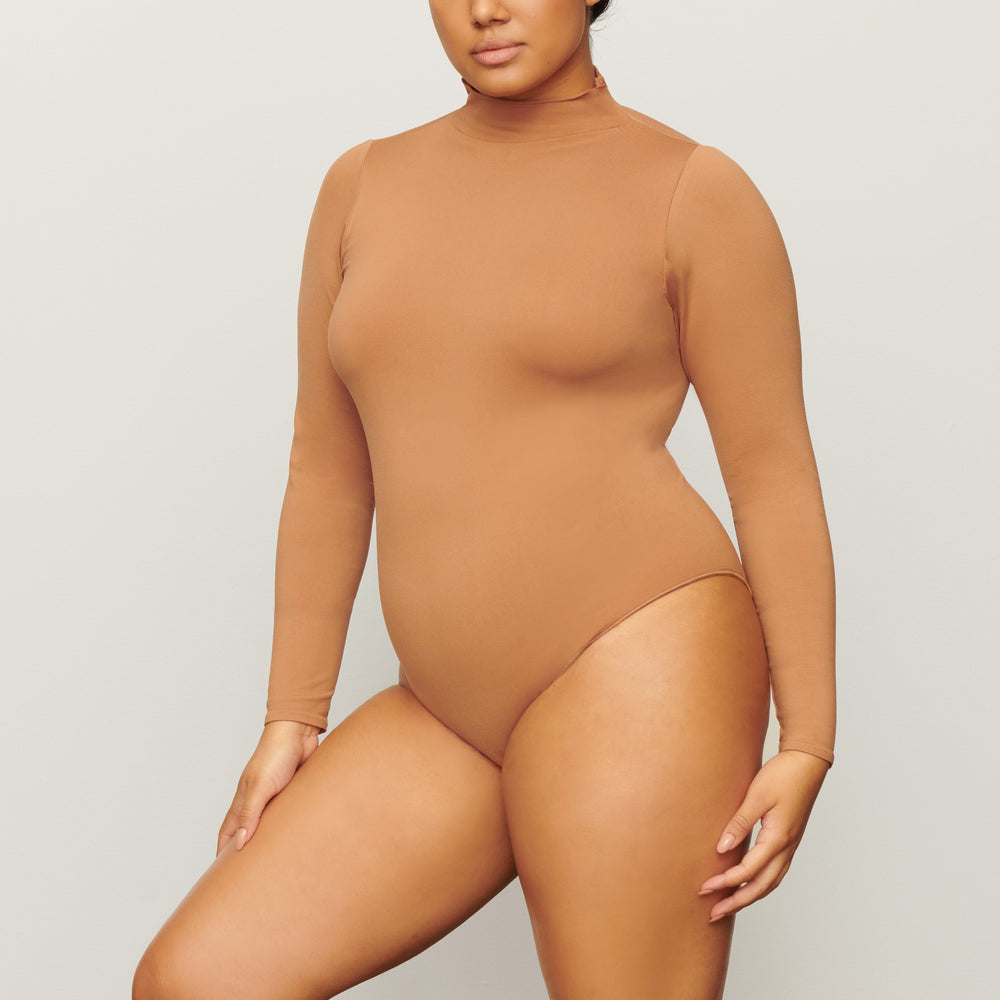 Long Sleeve Bodysuit Skims ESSENTIAL MOCK NECK Marron | 069HYALDM