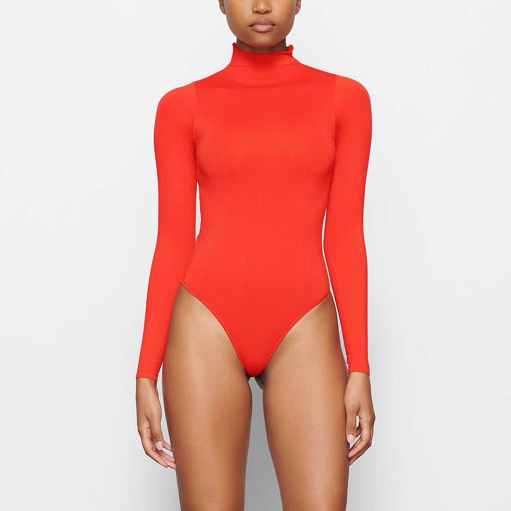 Long Sleeve Bodysuit Skims ESSENTIAL MOCK NECK Rouge | 391QEYWFO