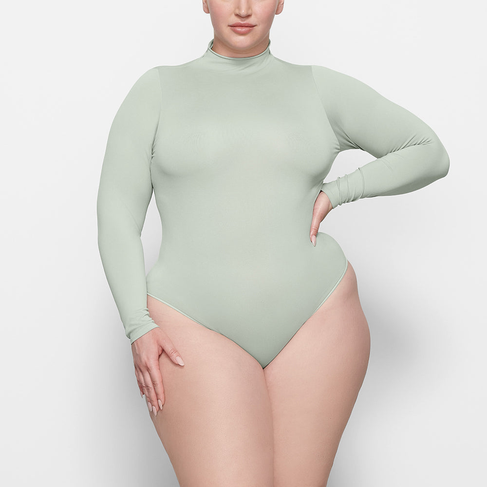 Long Sleeve Bodysuit Skims ESSENTIAL MOCK NECK Vert Clair | 518YZQGHJ