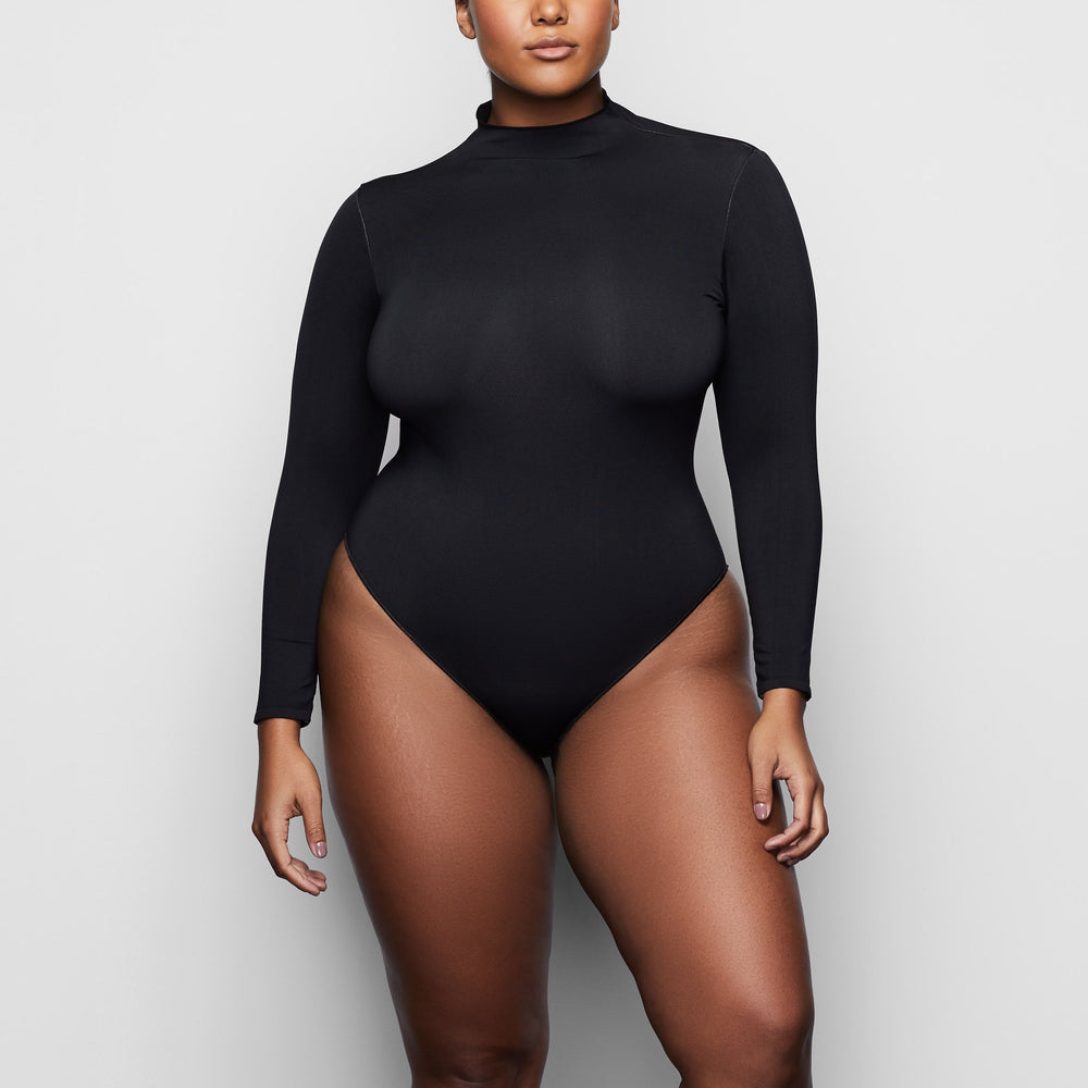 Long Sleeve Bodysuit Skims ESSENTIAL MOCK NECK Noir | 853UMJDFS