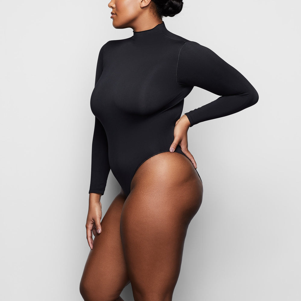 Long Sleeve Bodysuit Skims ESSENTIAL MOCK NECK Noir | 853UMJDFS