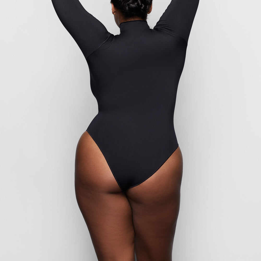 Long Sleeve Bodysuit Skims ESSENTIAL MOCK NECK Noir | 853UMJDFS