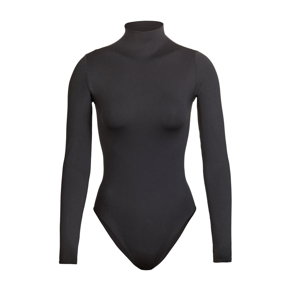 Long Sleeve Bodysuit Skims ESSENTIAL MOCK NECK Noir | 853UMJDFS