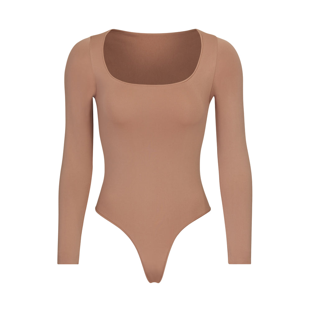Long Sleeve Bodysuit Skims ESSENTIAL SCOOP NECK Abricot | 059ZSNEUJ