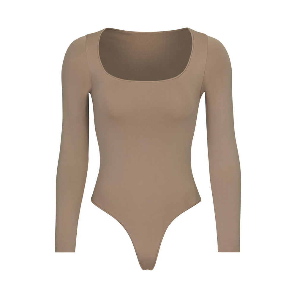 Long Sleeve Bodysuit Skims ESSENTIAL SCOOP NECK Abricot | 150MQFBXC