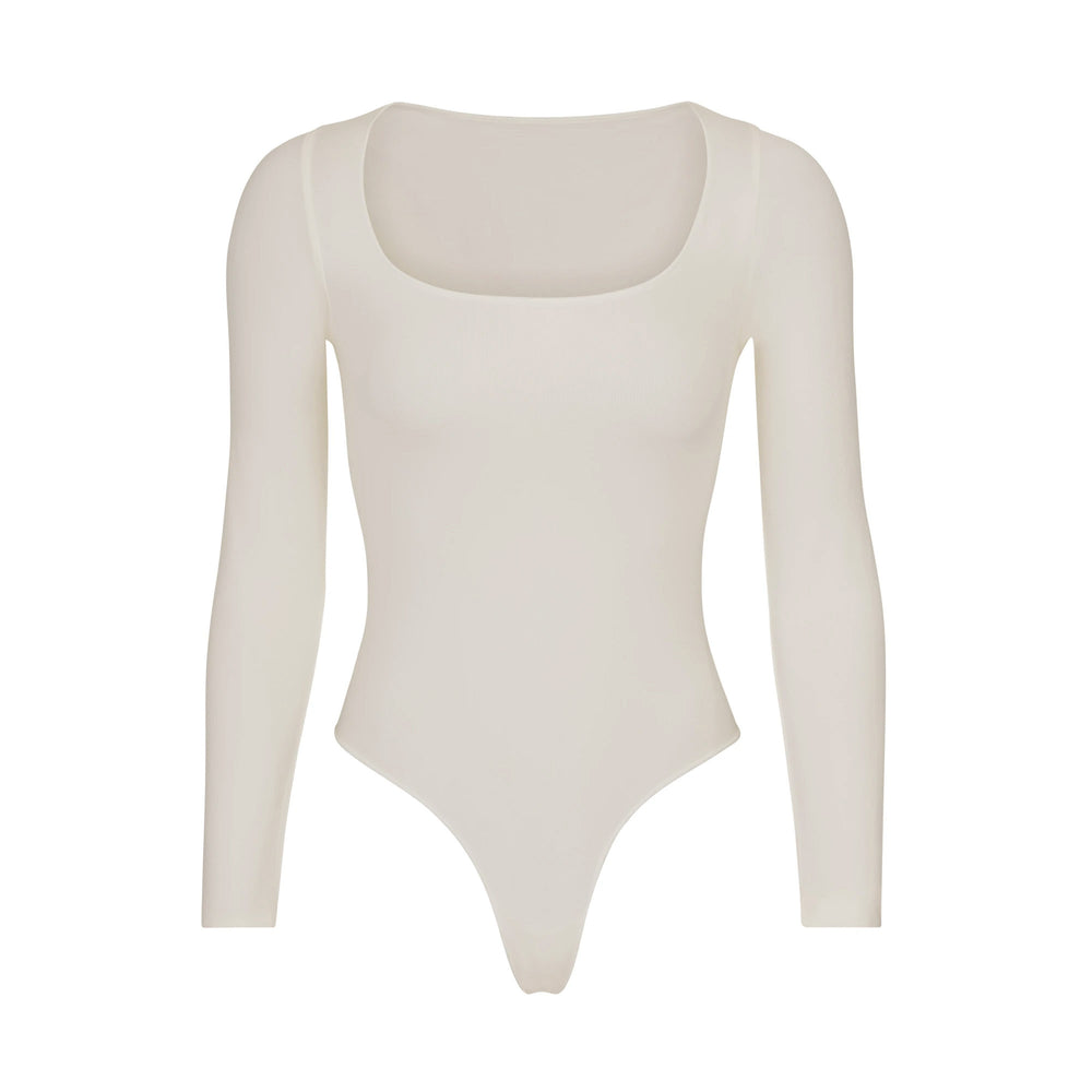 Long Sleeve Bodysuit Skims ESSENTIAL SCOOP NECK Blanche | 207JYWFHV