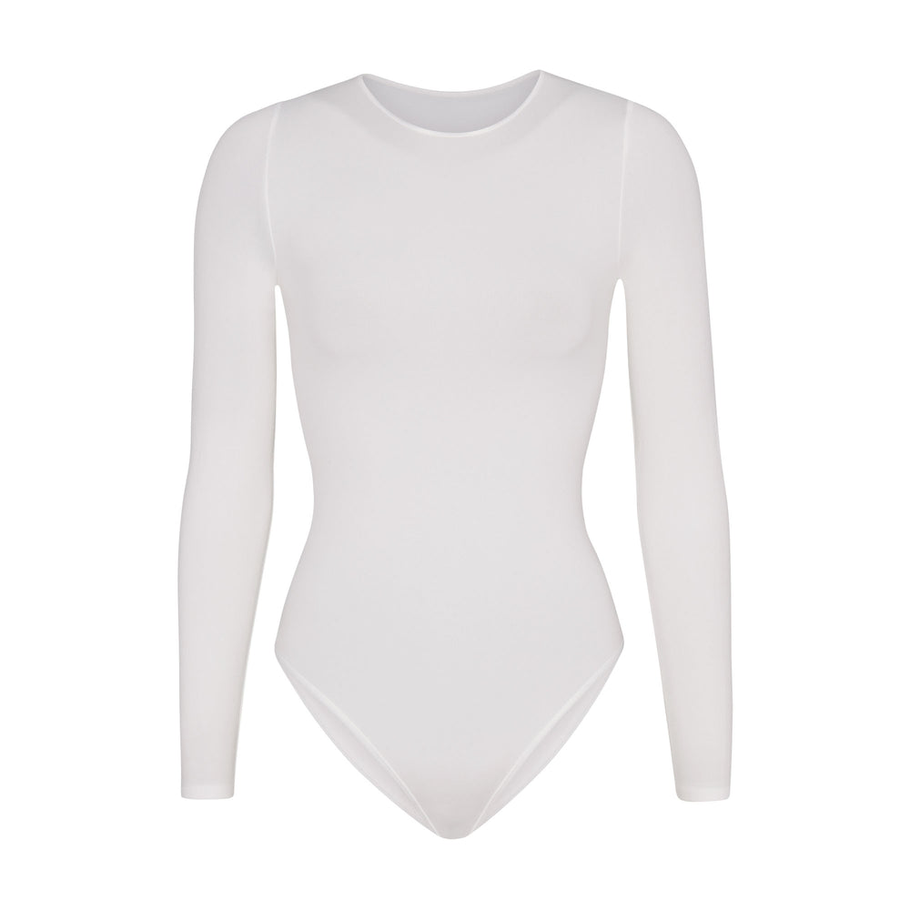 Long Sleeve Bodysuit Skims LIGHT ESSENTIAL CREW NECK Blanche | 786UKANTI