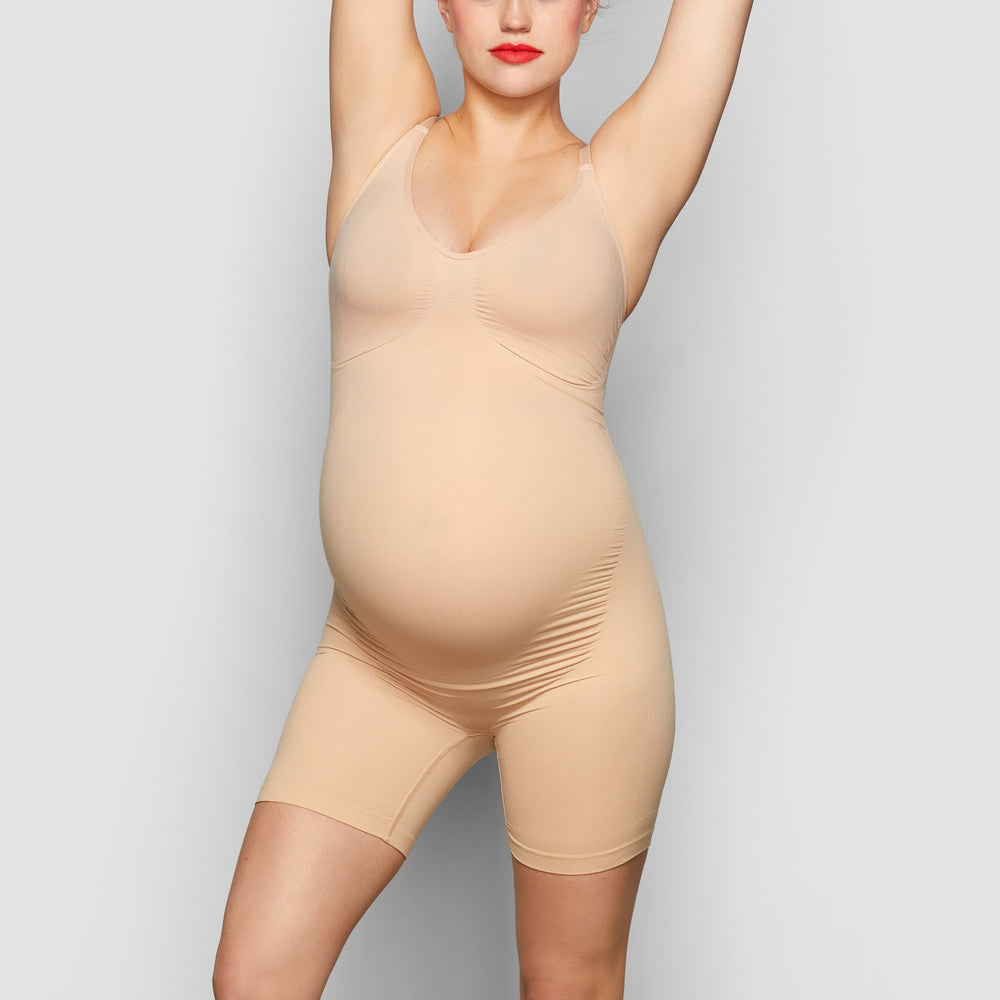 Maternity Shapewear Skims MATERNITY SCULPTING BODYSUIT MID THIGH Beige | 015FRKZTE