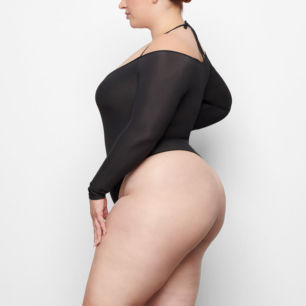 Off The Shoulder Bodysuit Skims JELLY SHEER Noir | 724ZCFYNO