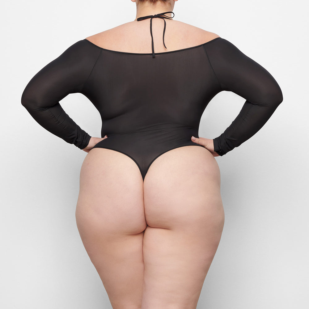 Off The Shoulder Bodysuit Skims JELLY SHEER Noir | 724ZCFYNO